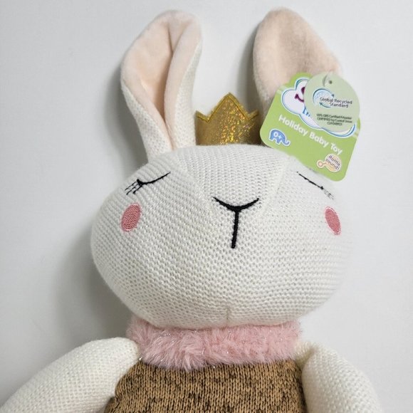 Spark Create Imagine Knit Plush Holiday Winter Bunny Rabbit Rattle Crinkle New - Picture 16 of 16